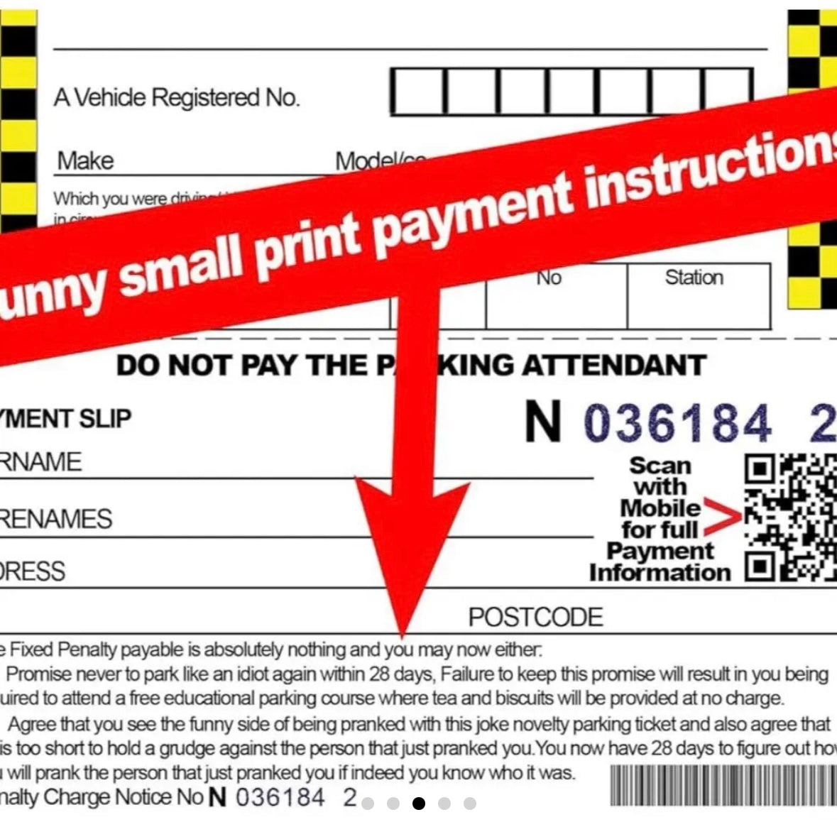 Prank parking tickets pack of 5